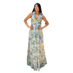 Amina | Vestido largo estampado floral verde
