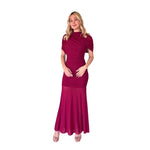 Brunella | Vestido largo drapeado manga rojo