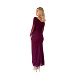 Llura | Vestido largo detalle de moños mesh vino