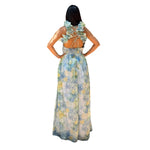 Amina | Vestido largo estampado floral verde
