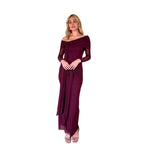 Llura | Vestido largo detalle de moños mesh vino