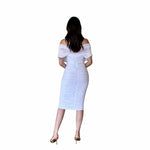 Anayah | Vestido midi mesh shoulders off blanco