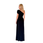 Irina | Vestido largo asimétrico mesh negro