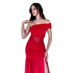 Serea | Vestido largo sin manga transparencia rojo