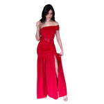 Serea | Vestido largo sin manga transparencia rojo