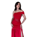 Serea | Vestido largo sin manga transparencia rojo