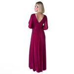Gema | Vestido largo plisado con glitter magenta