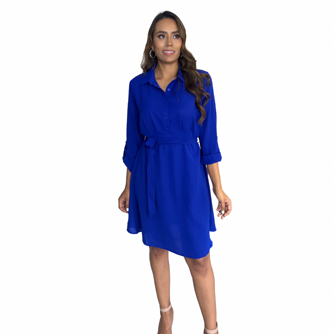 Monse | Vestido corto camisero azul rey