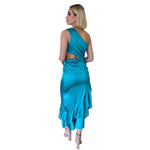 Marea | Vestido midi con abertura aqua