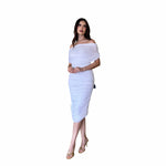 Anayah | Vestido midi mesh shoulders off blanco