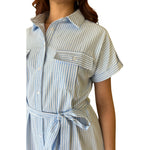 Amelia | Vestido camisero líneas azules