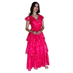 Virginia | Vestido largo olanes estampado rosa