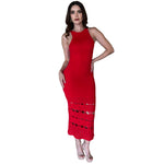 Verónica | Vestido midi bordado de punto rojo