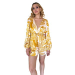 Salma | Romper estampado satín estampado amarillo