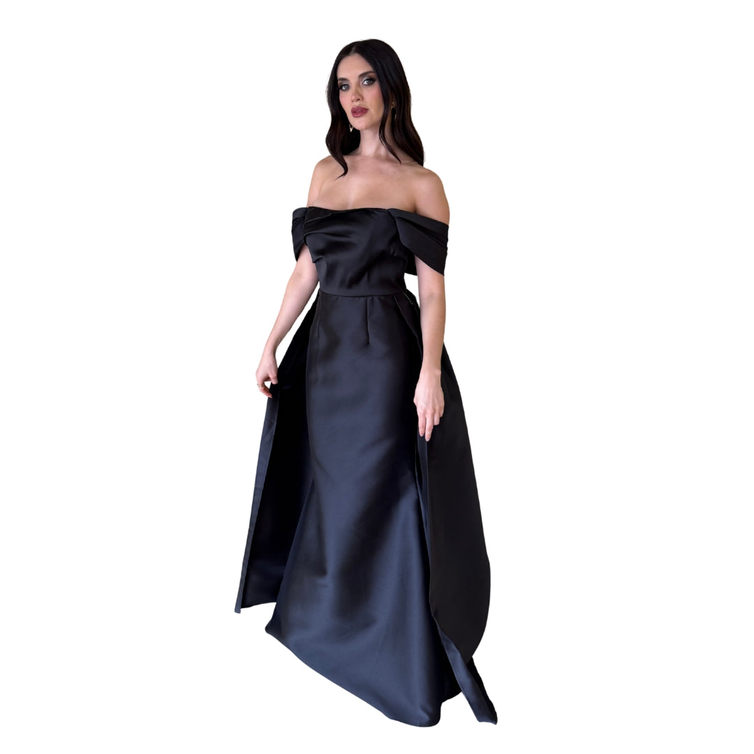 Lyssa | Vestido largo cauda negro