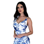 Grettel | Vestido largo olan azul estampado