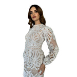 Annie | Vestido midi manga larga encaje blanco