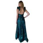 Catalina | Vestido largo corset glitter verde esmeralda
