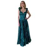 Catalina | Vestido largo corset glitter verde esmeralda