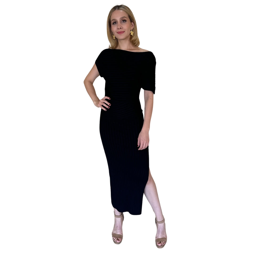 Maika | Vestido midi asimétrico negro