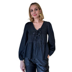 Sharon | Blusa moños demin gris