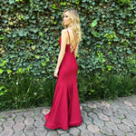 Vestido largo corte sirena rojo