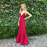 Vestido largo corte sirena rojo