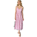 Amalia | Vestido midi encaje rosa